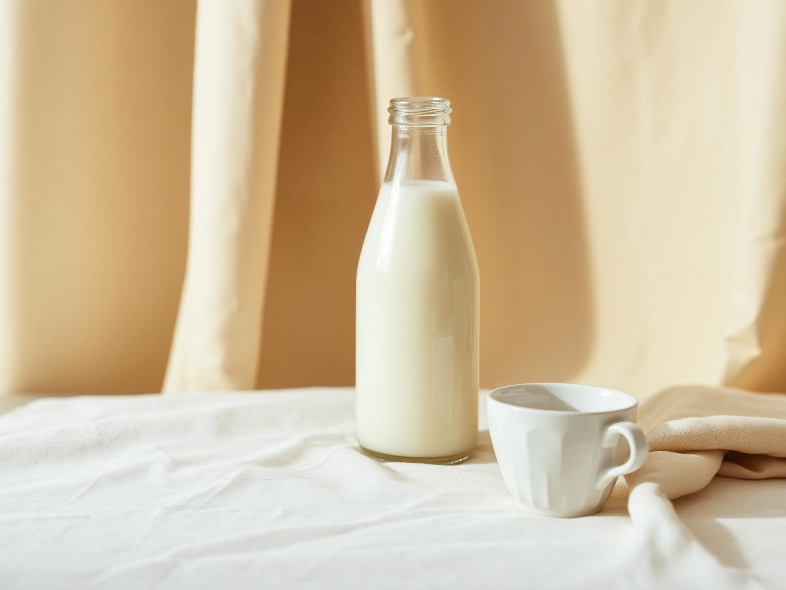 Fresh milk in a glass bottle